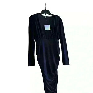 V  NECK RUCHED DRESS